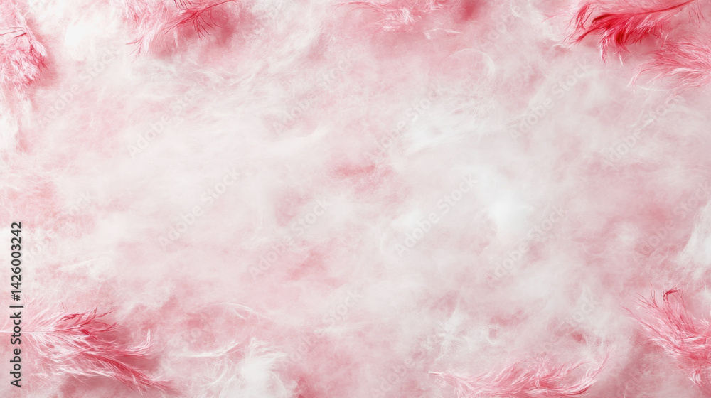 Poster delicate pink feathers on a crisp white background showcasing soft textures and elegant design eleme