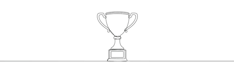 Trophy continuous one line drawing. Winner prize success achievement reward symbol. Vector illustration.
