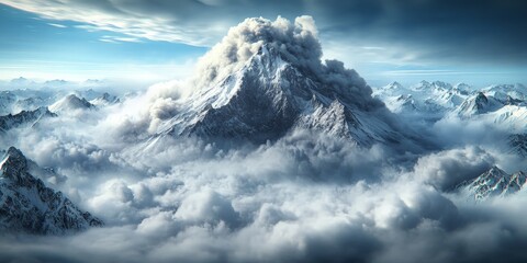 Avalanche on a Snowy Mountain: Natures Unpredictable Power and Force