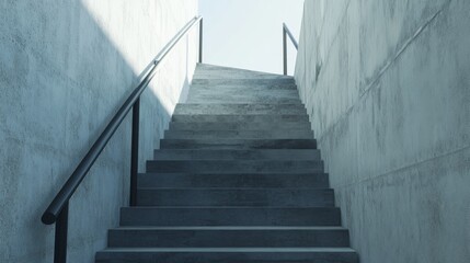 Fototapeta premium Functional and stylish staircase featuring gray concrete steps and a simple matte black railing