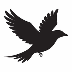 Obraz premium A black cow bird is flying alone silhouette vector illustration design isolated on white background