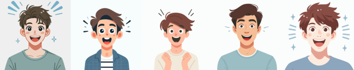 set vector people surprised smile expression