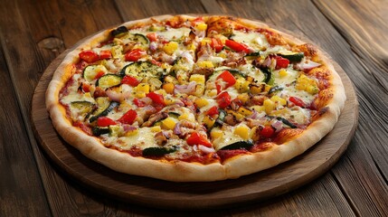 Hot Italian Pizza with Roasted Vegetables and Mozzarella