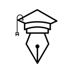Graduation pen icon on white background