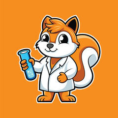 Scientists Squirrel Cartoon Character Mascot Illustration