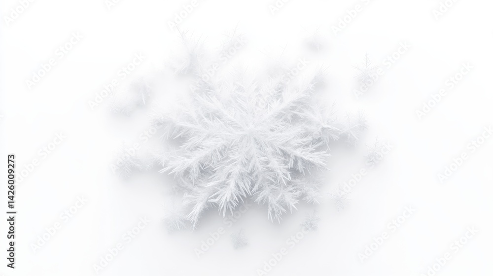 Fototapete detailed 3d-rendered snowflake floats gracefully against a pure white background, highlighting its s