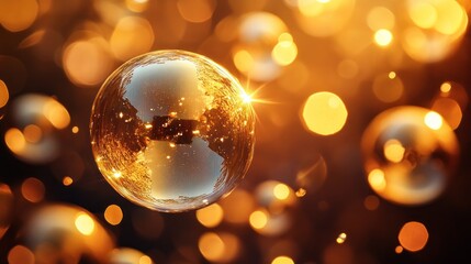Golden bubbles reflecting light