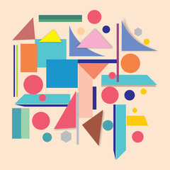 Colorful Geometric Shapes: Sculpture Wall Art and Abstract Graphic Design Stock Illustration - Illustration of mobile