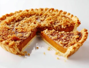 Delicious Homemade Crumble-Topped Pumpkin Pie Recipe, Baked to Golden Perfection.  Sweet Autumn Dessert