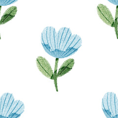 Tiny and cute blue flowers and green watercolor leaves botanical illustration pattern for plant lovers, children room, rustic interiors, cottagecore, bohemian blue flowers, tiny flowers, blossom, wate