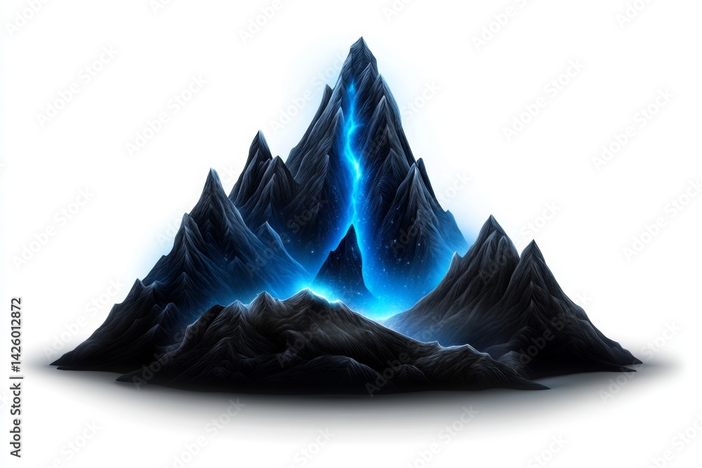 Aufkleber a vector illustration of an abstract mountain range with sharp peaks and valleys, rendered in shades