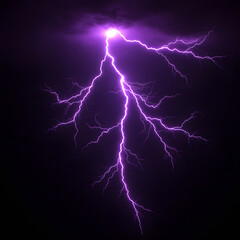 Stunning Purple Lightning Bolt Strikes Dark Sky - Thunderstorm Illustration, Weather Phenomenon.
