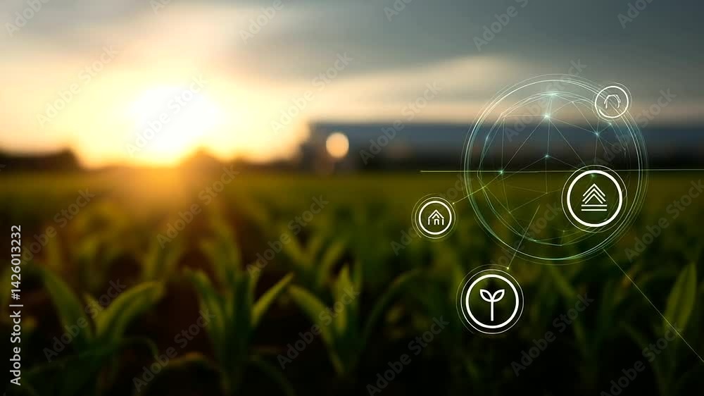 Poster a glimpse into a sustainable future with a net-zero greenhouse harmonizing with nature.