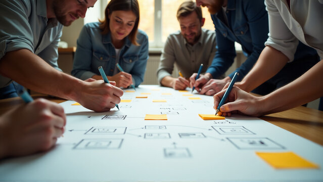 Co-Creation Session: Diverse Users and Designers Sketching Ideas Together on Large Paper Roll