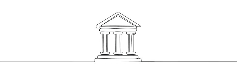 Obraz premium Bank continuous one line drawing. Government building, museum. Vector illustration.