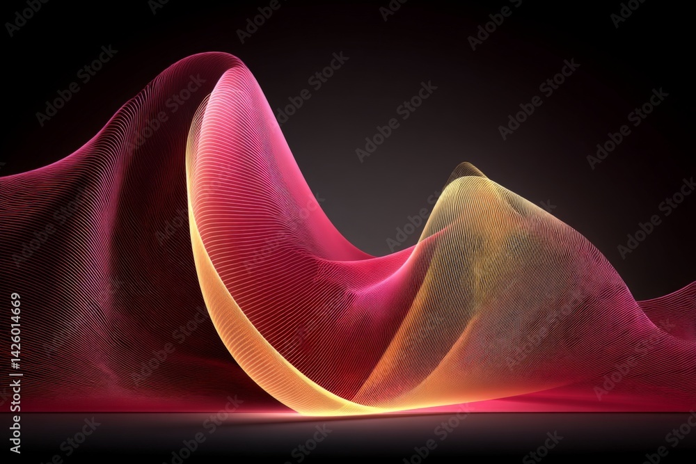Fototapete Colorful abstract wave patterns with dynamic curves and gradients in a dark background