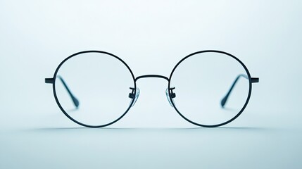 Fototapeta premium Pure White Background for Round Glasses with Minimalist Design, Ideal for UI or Product Branding