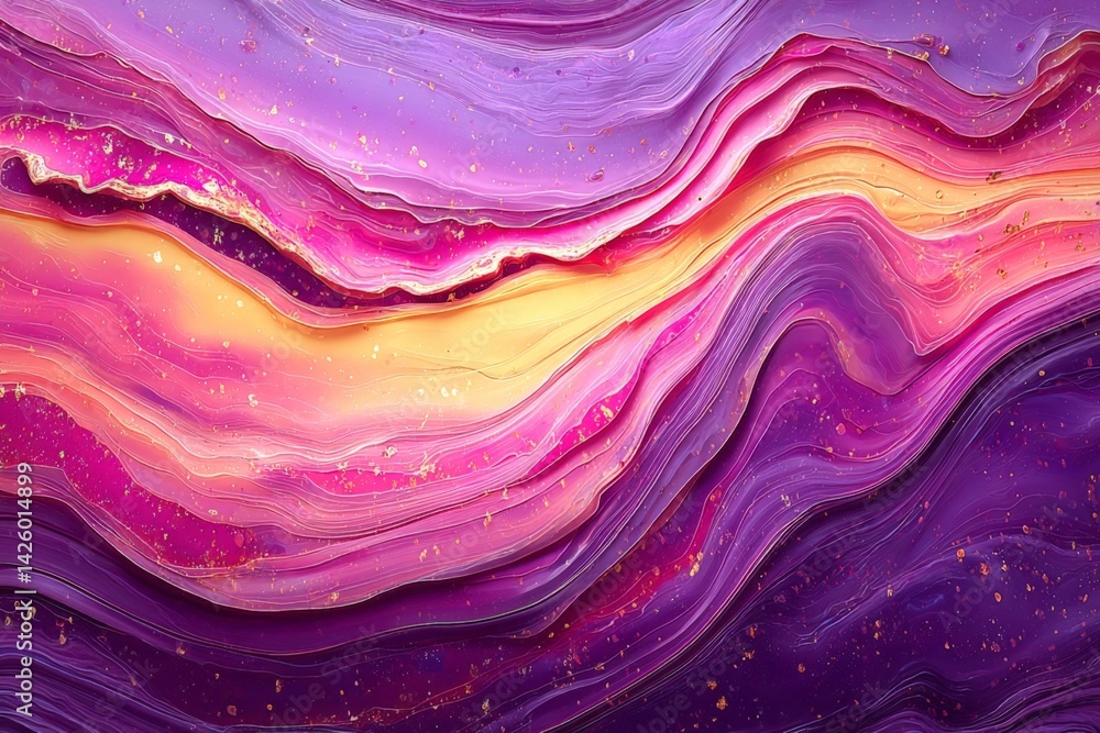 Aufkleber colorful abstract waves of pink, purple, and gold flowing together in harmonious patterns creating a