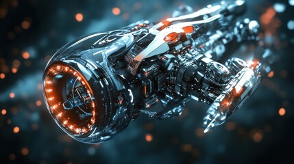 Futuristic engine, intricate design, glowing components