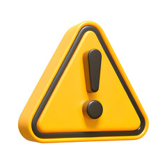 3d alert sign, caution icon, attention mark. Isolated vector yellow triangle with exclamation mark. Danger warning, reminder, emergency hazard notification symbol. 3d alert notice, warning message