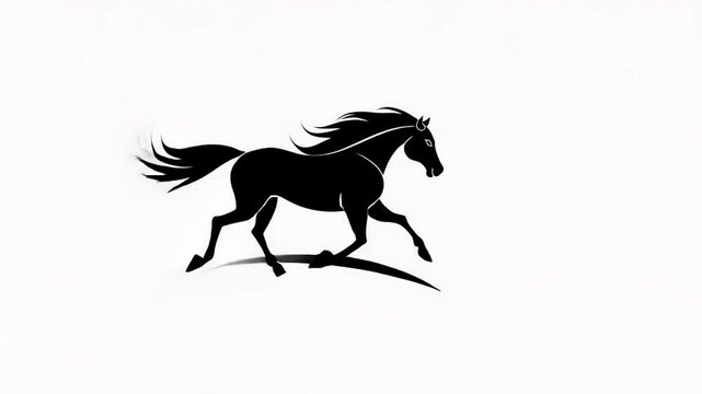 Black Horse Running Silhouetted