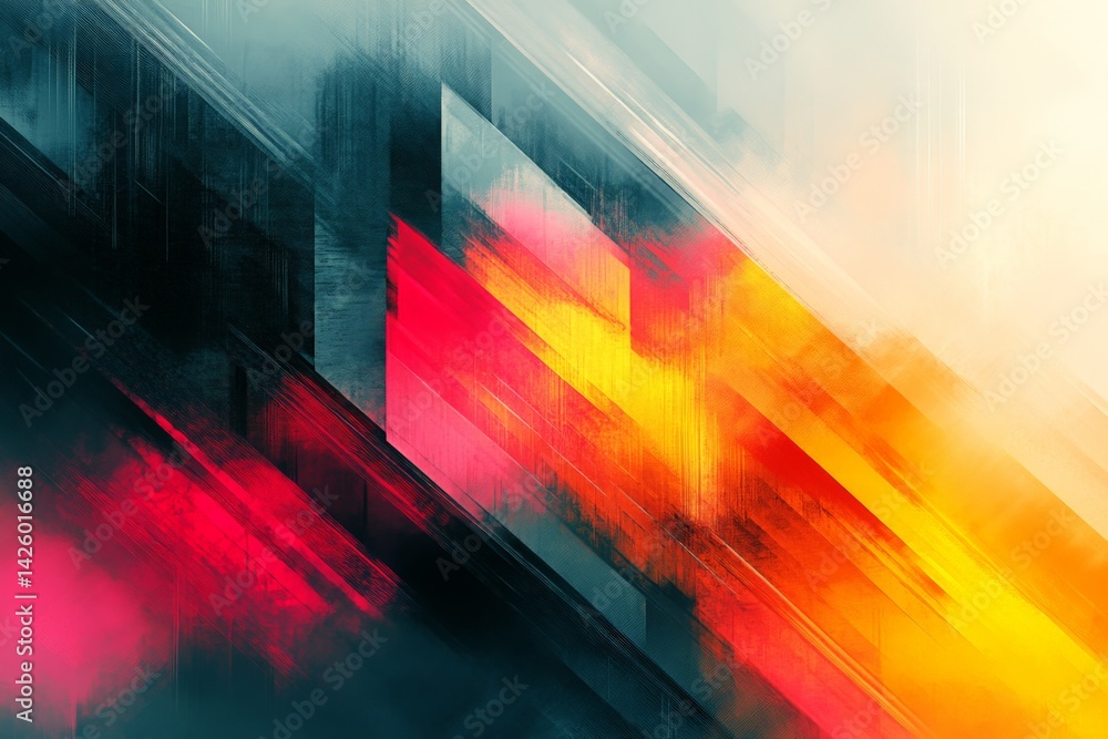 Poster Dynamic abstract artwork showcasing vibrant colors and geometric shapes with a sense of movement