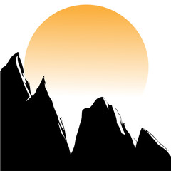 Naklejka premium mountain landscape with sunset