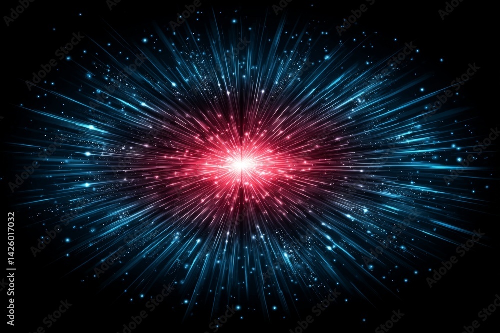 Leinwandbilder Vibrant explosion of light and color fills the dark space with dynamic energy and cosmic patterns