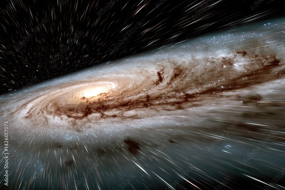 Aufkleber stunning view of a spiral galaxy in deep space showcasing radiant stars and swirling cosmic dust dur