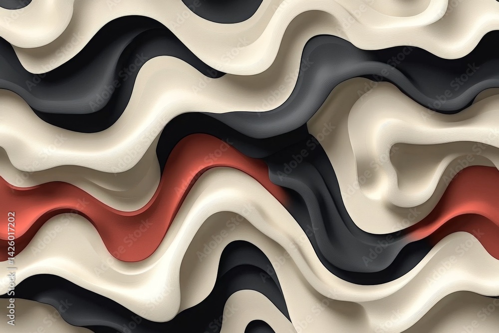 Poster colorful wavy abstract design showcasing smooth textures and fluid shapes in a modern artistic style