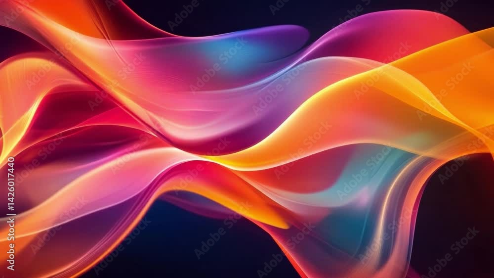 Poster vibrant fluid abstract: a mesmerizing dance of colorful, fluid forms, where dynamic waves of light a