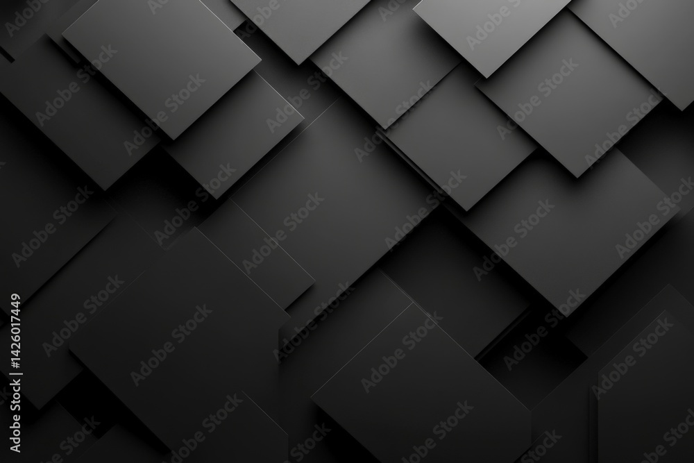 Poster Textured black abstract design featuring layered geometric shapes in a modern setting
