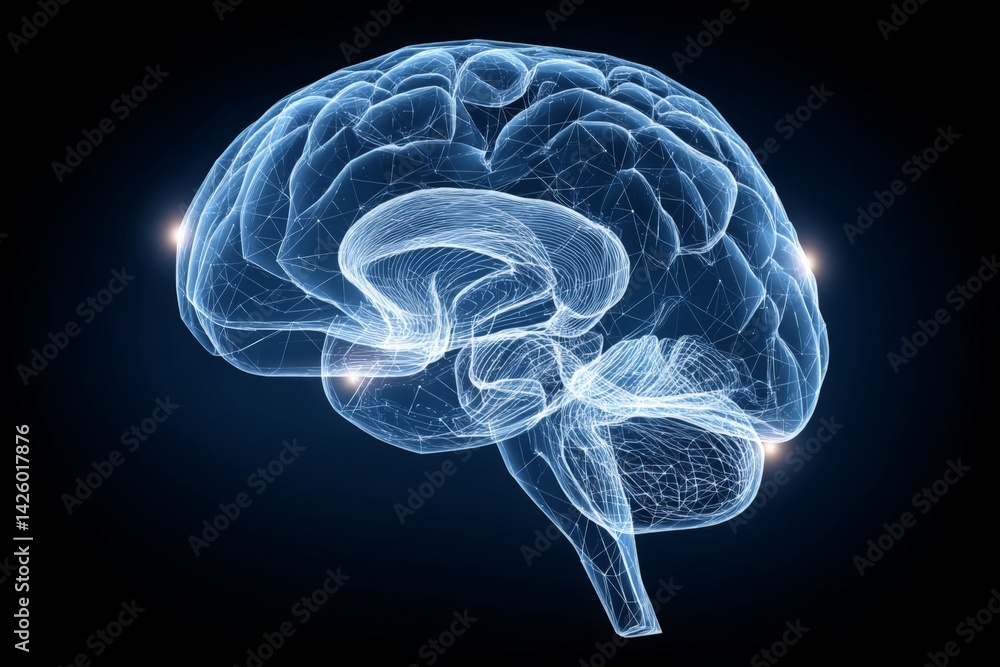 Poster Visualization of human brain activity showing neural connections and pathways in a digital format