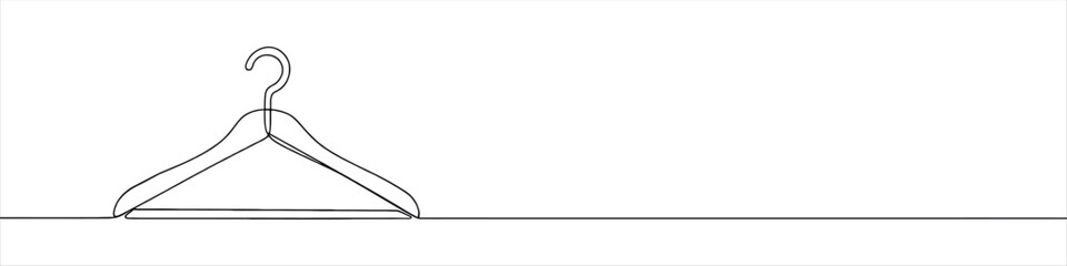 Clothes hanger continuous one line drawing. Cloakroom symbol collection. Vector illustration.