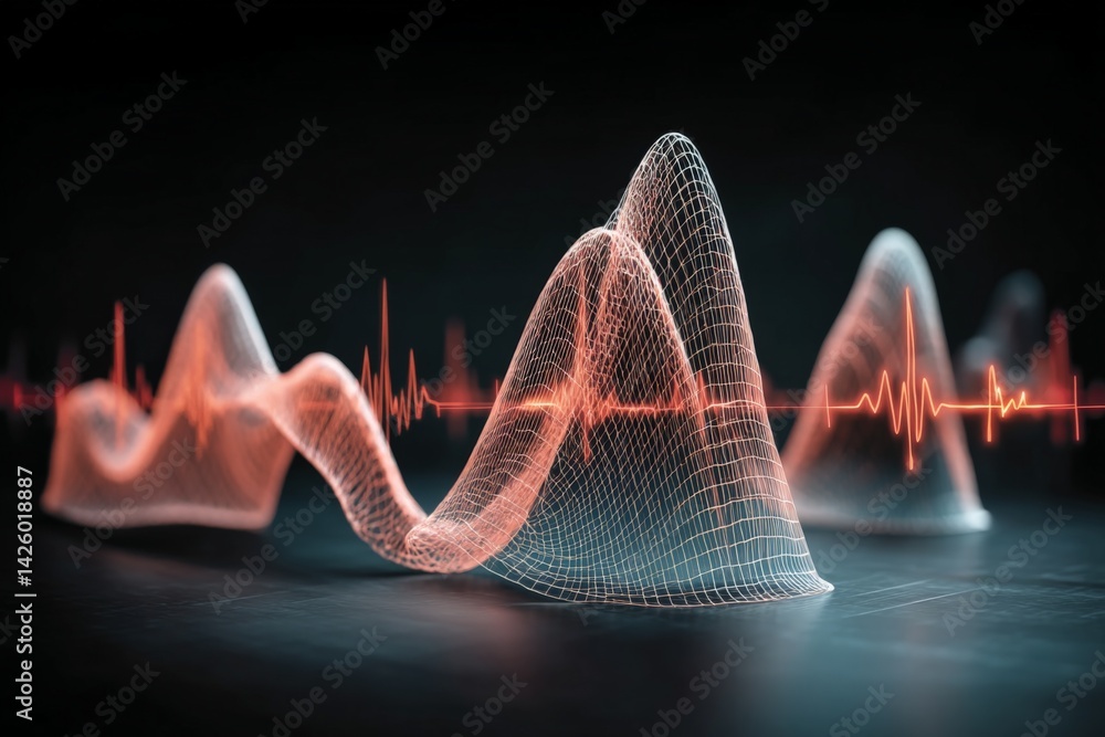 Aufkleber Visual representation of sound waves and data analysis in a modern digital environment
