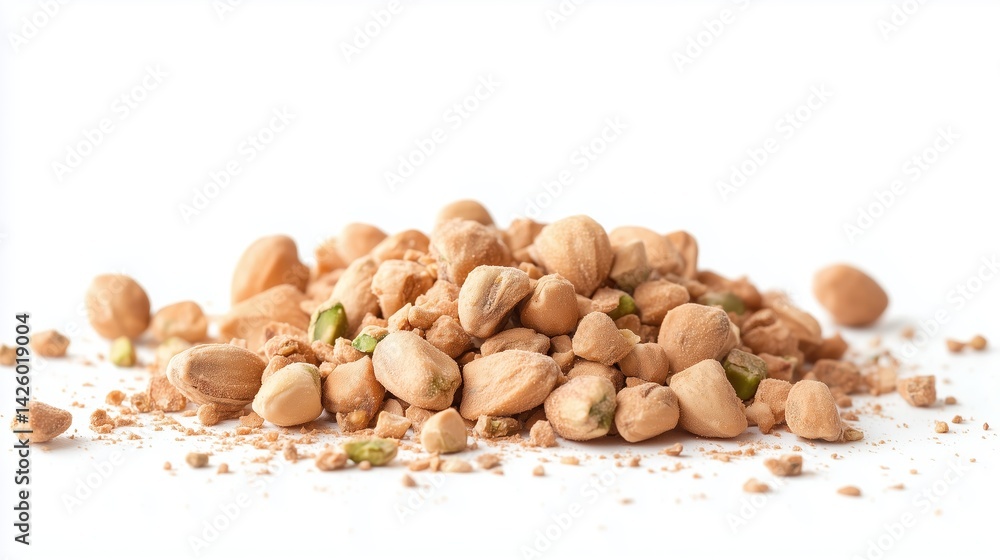 Aufkleber ground nuts and kernels in light with a clean background showcasing texture and color variations