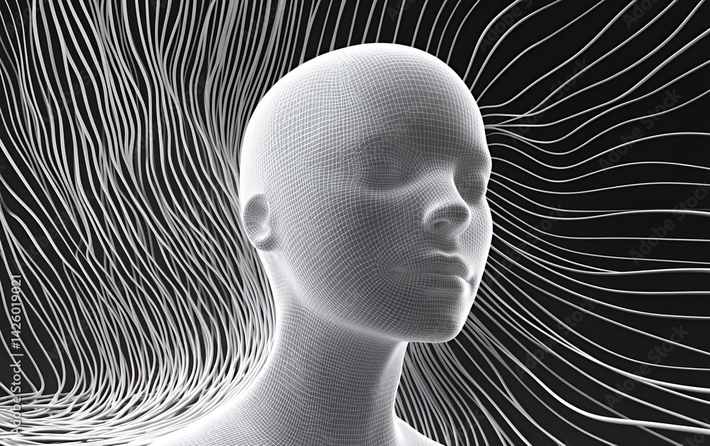 Aufkleber abstract monochrome portrait of a human head in soft focus with subtle shading and a blurred effect 