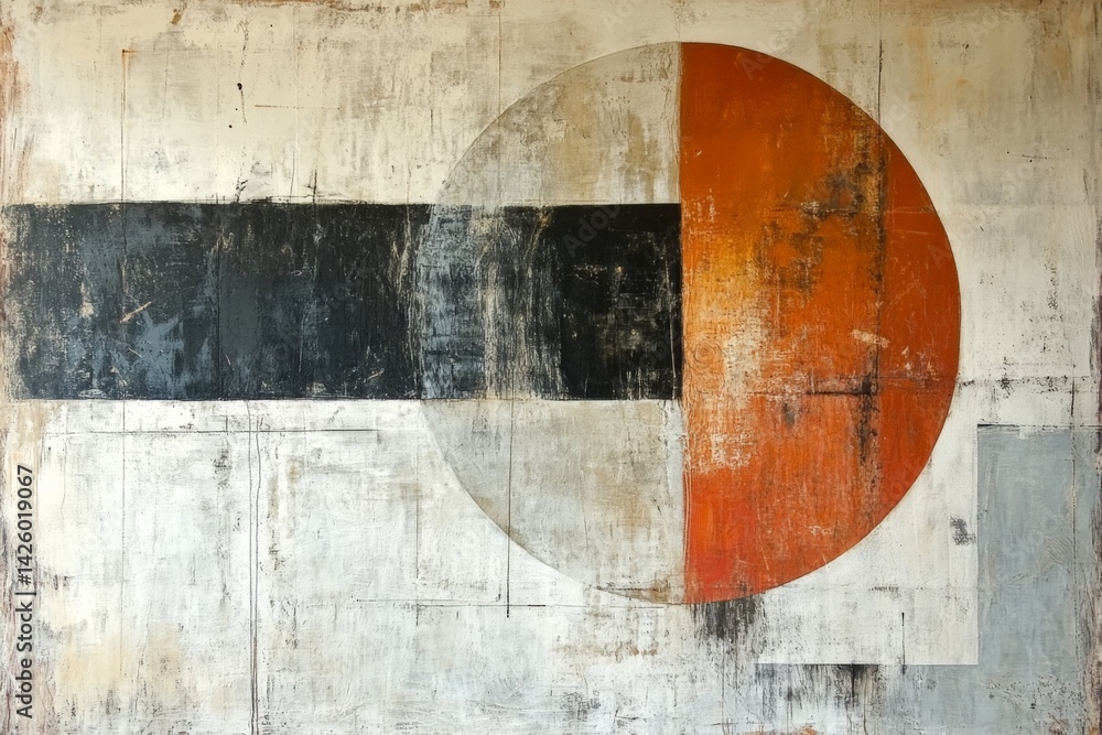 Poster modern abstract art featuring geometric shapes and contrasting colors