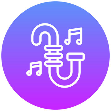 white saxophone with musical notes on purple clip art preview