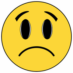 Sad Emoji Illustration In Yellow Isolated On White Background For Social Media Use