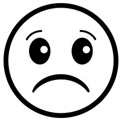 Fototapeta premium Simple Sad Face Emoji Icon Vector Illustration Minimalist Design