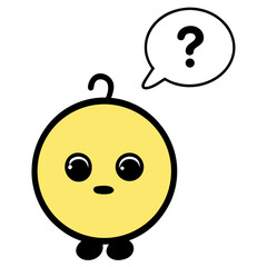 Obraz premium Cute Cartoon Character With Question Mark In Speech Bubble Vector Illustration