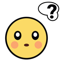Fototapeta premium Confused Emoji With Question Mark Speech Bubble Vector Illustration Design