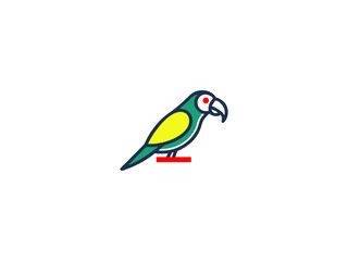 Colorful Parrot Illustration for Design Projects , A simple, stylized illustration of a parrot, perfect for use in various design projects.