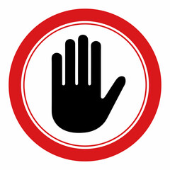 Obraz premium Stop Sign Symbol With Hand In Center In Red Circle Vector