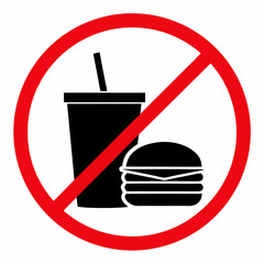 No Food And Drink Sign Prohibiting Consumption Of Burger And Soda Cup