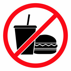 No Fast Food Illustration Red Circle Symbol Warning Sign Diet Concept