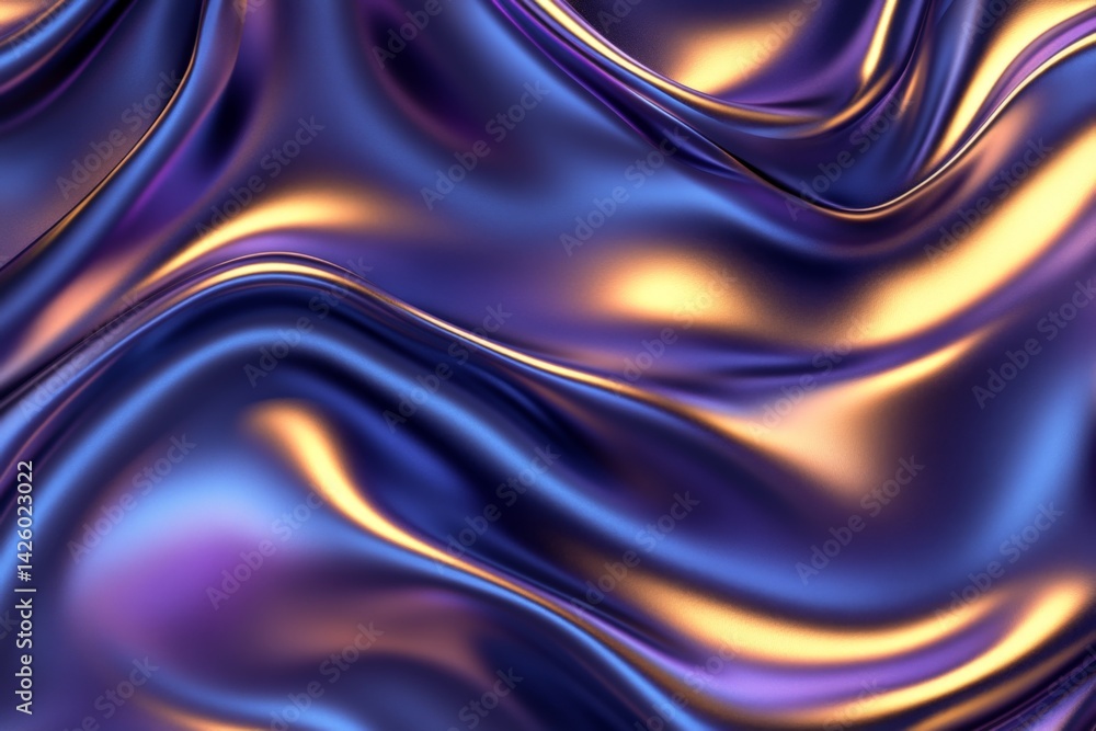 Aufkleber abstract silk fabric texture with shimmering purple and gold hues flowing gracefully in a smooth wav