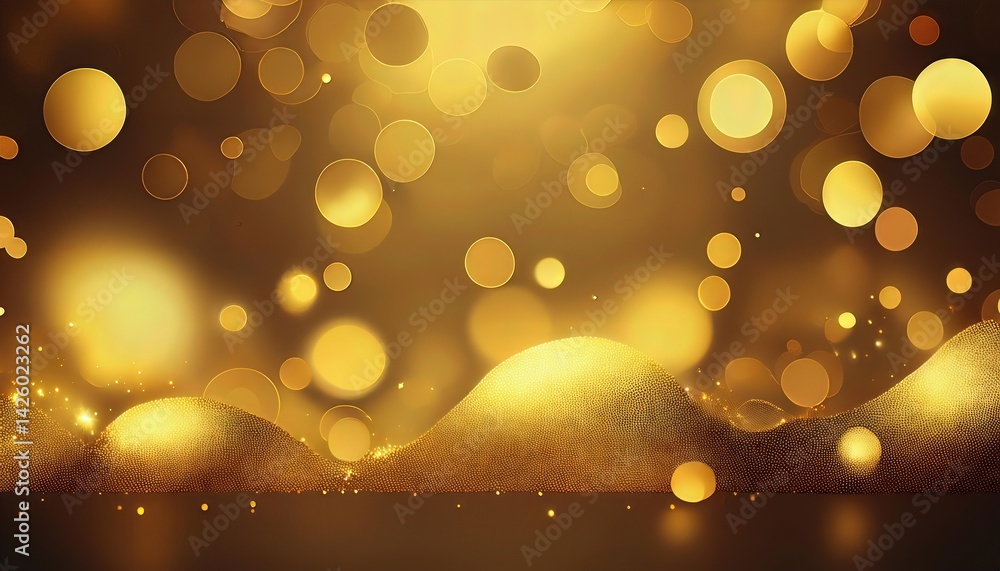 Poster golden bokeh abstraction a radiant display of spherical light on a luminous gold backdrop, capturing