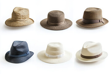 Stylish variety of hat designs showcasing different materials and colors, perfect for summer fashion